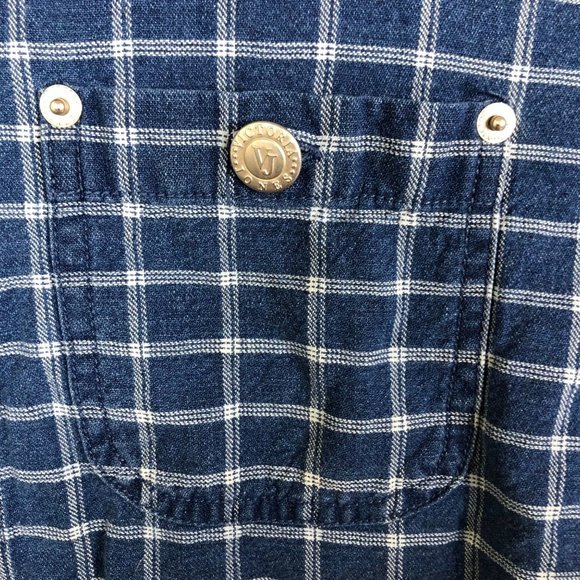 VICTORIA JONES WOMAN Denim Style Plaid Shacket Shirt Jacket Zip Up Size X - Picture 10 of 11